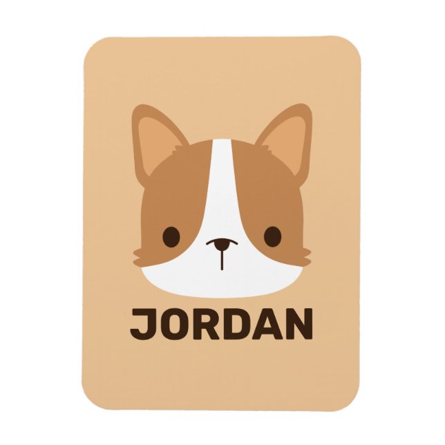 Cute Corgi Dog with Personalised Name Magnet (Vertical)