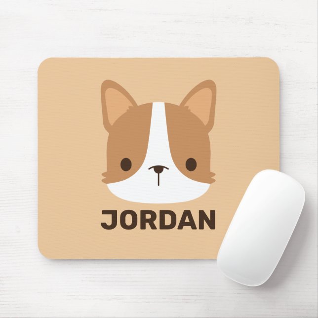 Cute Corgi Dog with Personalised Name Mouse Pad (With Mouse)
