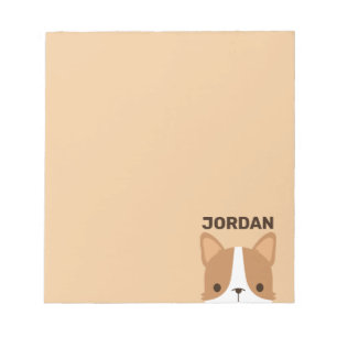 Cute Corgi Dog with Personalised Name Notepad