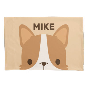 Cute Corgi Dog with Personalised Name Pillowcase
