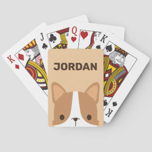 Cute Corgi Dog with Personalised Name Playing Cards