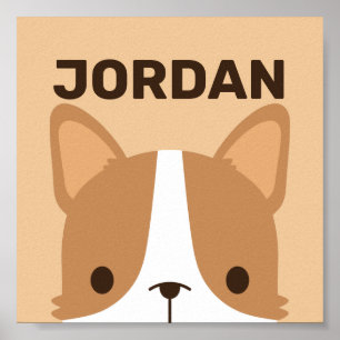 Cute Corgi Dog with Personalised Name Poster