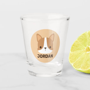 Cute Corgi Dog with Personalised Name Shot Glass