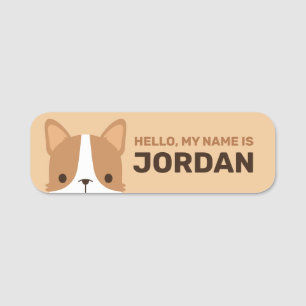 Cute Corgi Dog with Personalised Name Tag