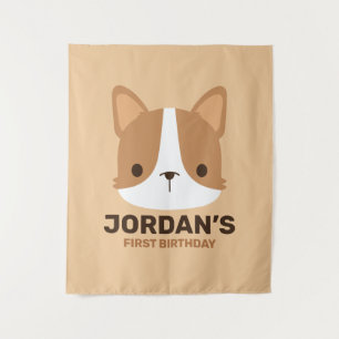Cute Corgi Dog with Personalised Name Tapestry