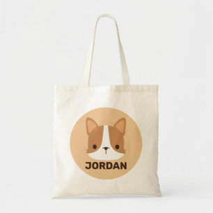 Cute Corgi Dog with Personalised Name Tote Bag