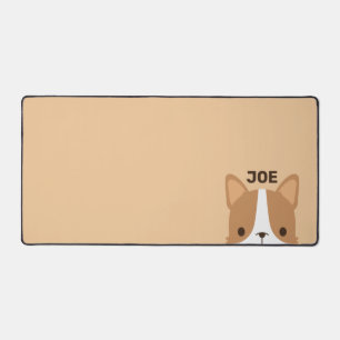 Cute Corgi Dog with Personalized Name Desk Mat