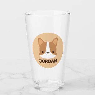 Cute Corgi Dog with Personalized Name Glass