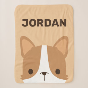 Cute Corgi Dog with Personalized Name Sherpa Blanket