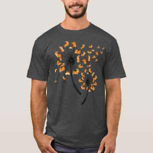 Cute Corgi Dogs Dandelion Flower Flying Dog Owners T-Shirt