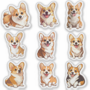 Cute corgi dogs sticker pack