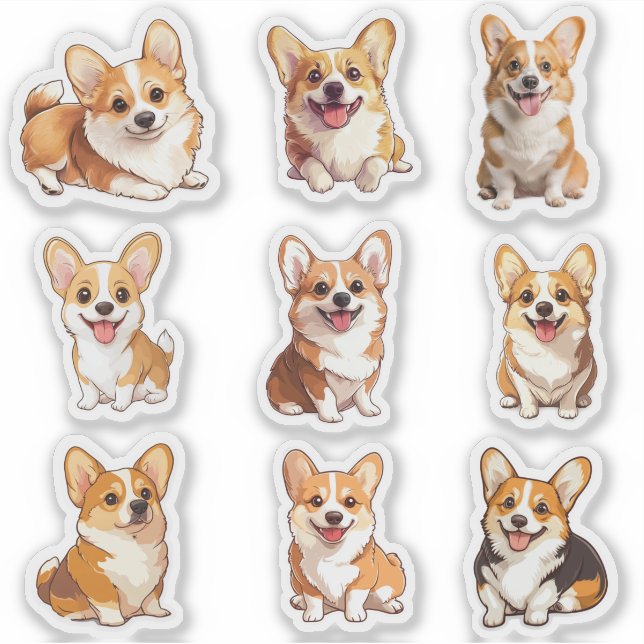 Cute corgi dogs sticker pack (Front)