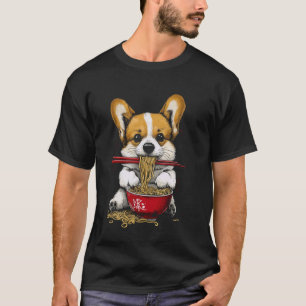 Cute Corgi Eating Ramen Noodle T-Shirt