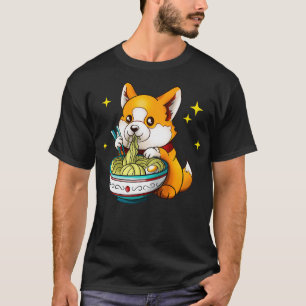 Cute Corgi Eating Ramen Soup Dog Lover T-Shirt