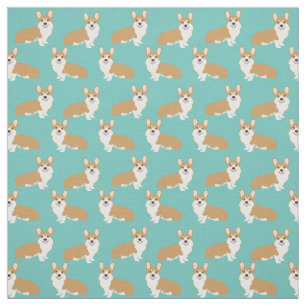 Cute corgi fabric - minty green