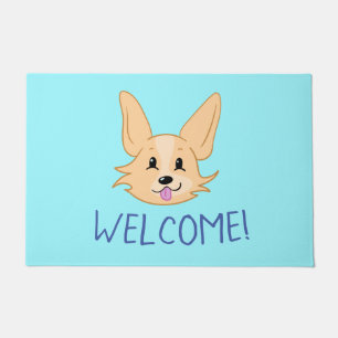 Cute Corgi Face Welcome Mat