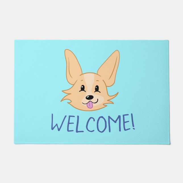 Cute Corgi Face Welcome Mat (Front)