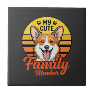 Cute Corgi Family Member Dog Lover Ceramic Tile