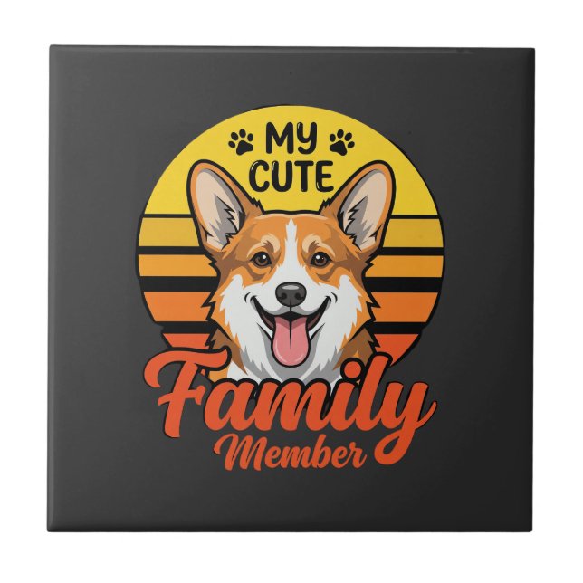 Cute Corgi Family Member Dog Lover Ceramic Tile (Front)