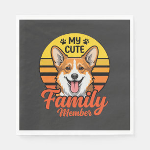 Cute Corgi Family Member Dog Lover Napkin