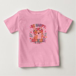 Cute Corgi Floral Crown Be Happy Be You Be Kind Baby T-Shirt