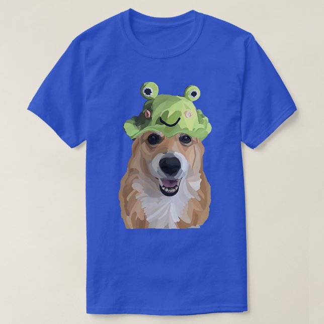Cute Corgi Frog Hat  T-Shirt (Design Front)