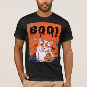 Cute Corgi Ghost Boo Halloween Hoodie T-Shirt