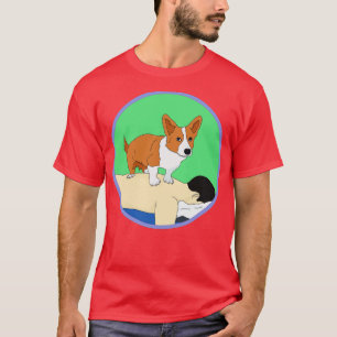 Cute Corgi giving back massage 1 T-Shirt