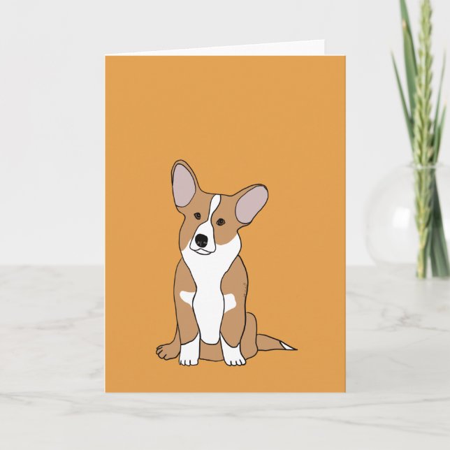 Cute Corgi Greeting Card - Customisable (Front)