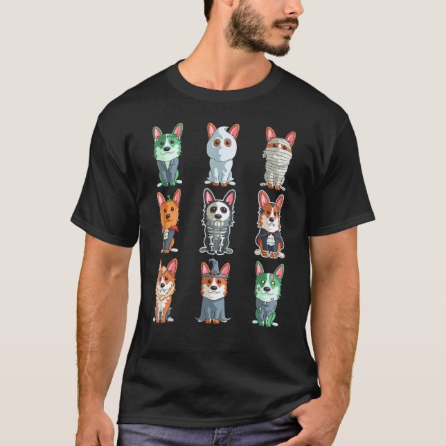 Cute Corgi Halloween Halloween Tee (Front)