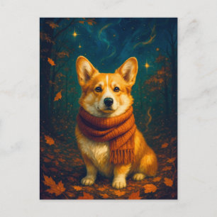 Cute Corgi Happy Fall Autumn Park Postcard