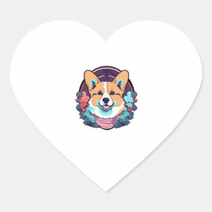 Cute corgi   heart sticker