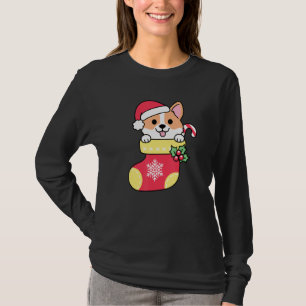 Cute Corgi In Sock Christmas Corgi T-Shirt