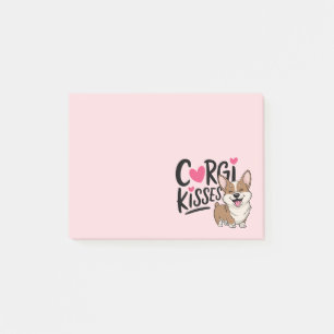 Cute Corgi Kisses Mum Pink Hearts Puppy Dog Lover Post-it Notes