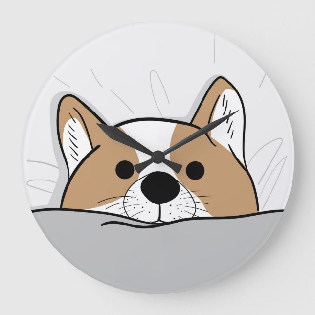 Cute Corgi   Large Clock (Front)
