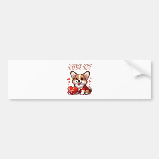 Cute Corgi Love Bumper Sticker (Front)