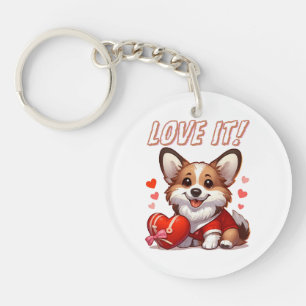 Cute Corgi Love Key Ring