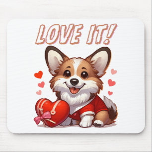 Cute Corgi Love Mouse Pad