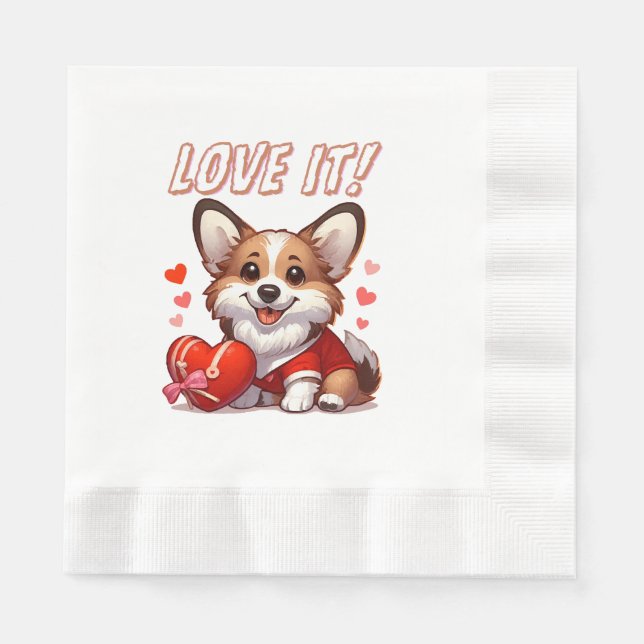 Cute Corgi Love Napkin (Front)