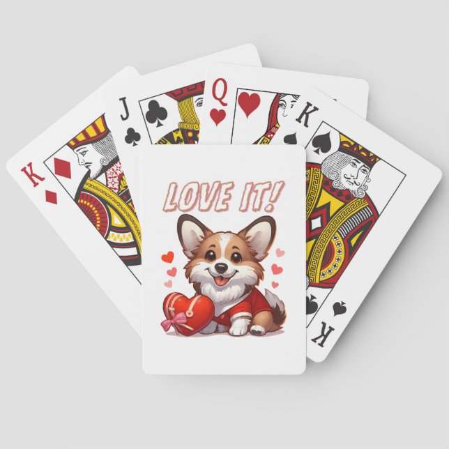 Cute Corgi Love Playing Cards (Back)