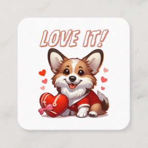 Cute Corgi Love Square Business Card