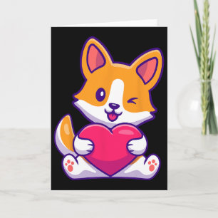 Cute Corgi Love Valentine Dog Lovers Casual Wear Card