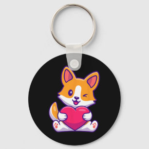 Cute Corgi Love Valentine Dog Lovers Casual Wear Key Ring