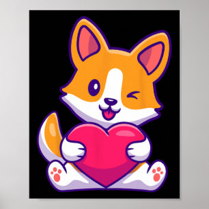 Cute Corgi Love Valentine Dog Lovers Casual Wear Poster