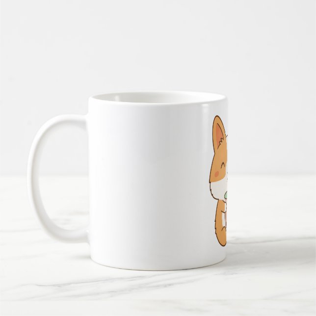 Cute Corgi Loves Bubble Tea  Coffee Mug (Left)