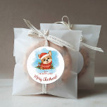 Cute Corgi Merry Christmas Classic Round Sticker<br><div class="desc">A cute Corgi illustration decorates these Christmas stickers.</div>