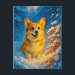 Cute Corgi Merry Happy Christmas Tree Postcard<br><div class="desc">Cute Corgi Winter Snow Red Berries Merry Happy Christmas Tree Gifts Postcard</div>
