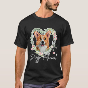 Cute Corgi Mom Flower Dog T-Shirt