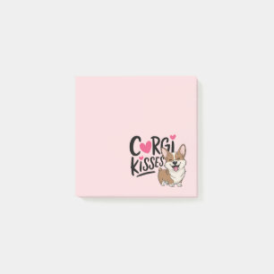 Cute Corgi Mum Pink Hearts Puppy Kisses Dog Lover Post-it Notes
