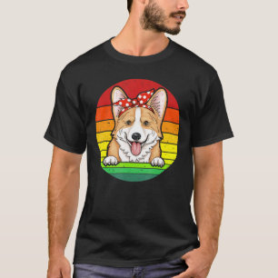 Cute Corgi Mum Red Polka Retro Puppy Rainbow Dog L T-Shirt